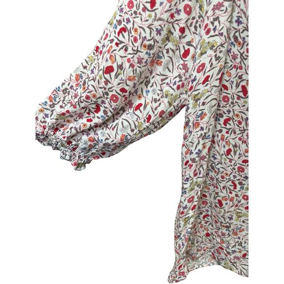 Cynthia Rowley Floral Blouse V-Neck 3/4 Sleeve Top Size Medium - Picture 5 of 6
